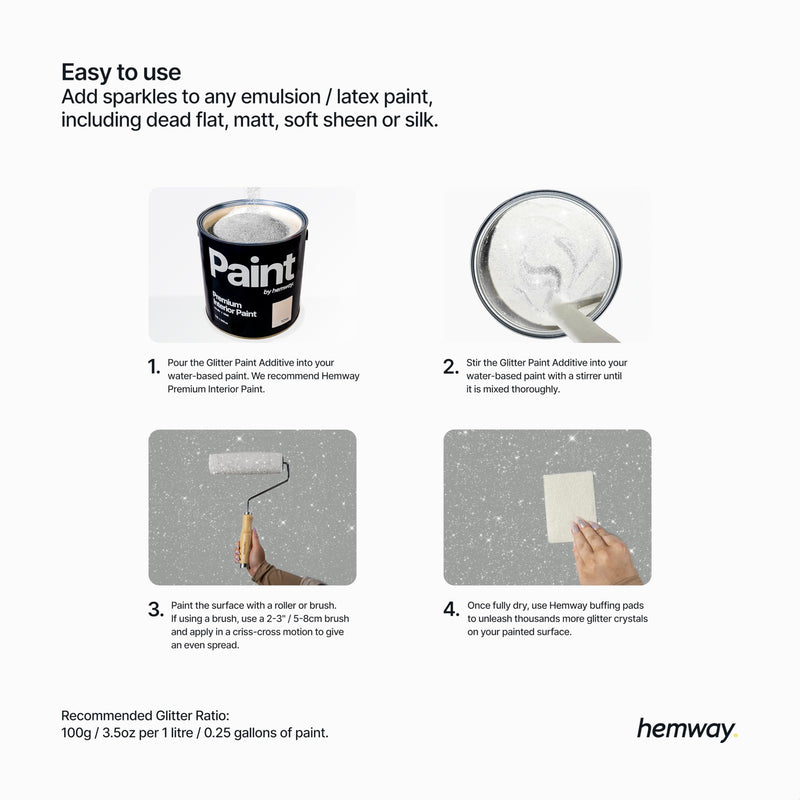 Hemway Glitter Paint Additive Crystals for Acrylic Emulsion Paint, Interior & Exterior Walls, Wood, Varnish, Matt, Gloss, Furniture 100g / 3.5oz - Microfine (1/256" 0.004" 0.1mm) - Light Rose Gold