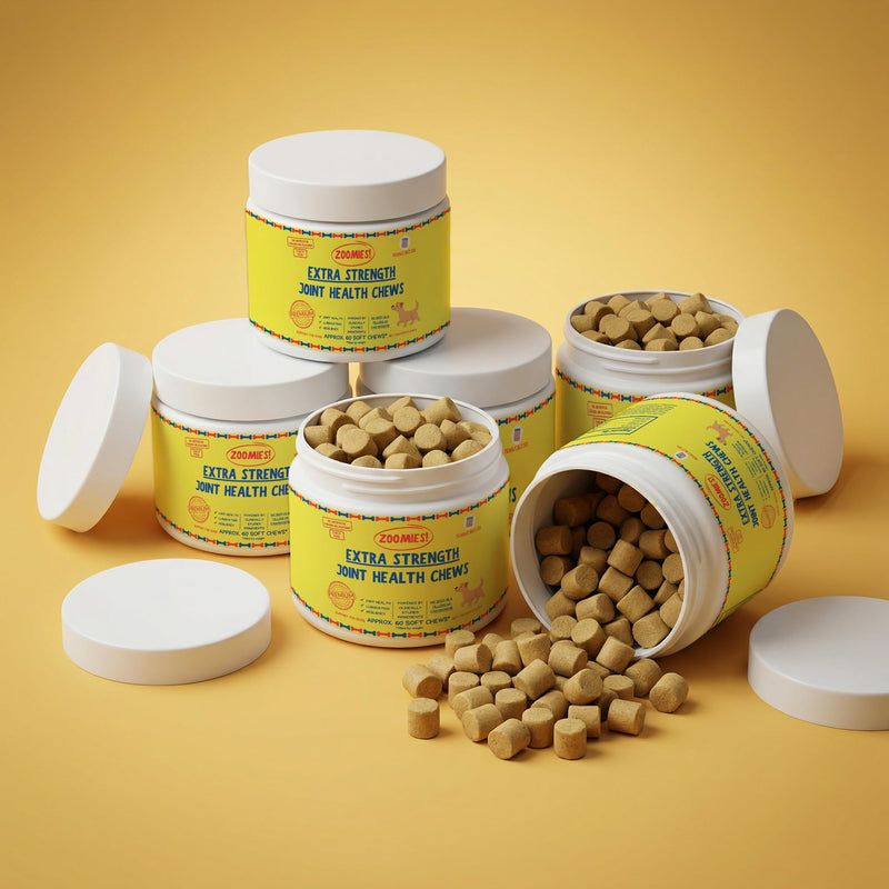 Zoomies Hip & Joint Supplement for Dogs - Soft Chews with Eggshell Membrane, Boswellia, MSM - Joint Support for Senior Dogs - Made in USA - 60 Chews 60 Chews (Pack of 1)