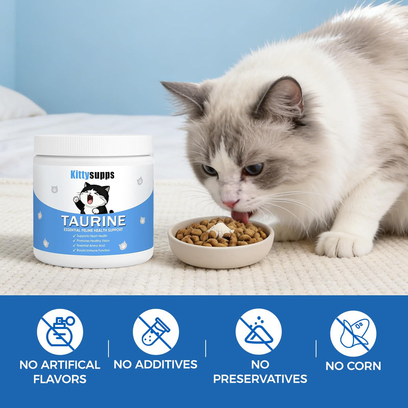 Kittysupps Taurine Powder for Cats, Kitty Supps Taurine Supplement, Grade Amino Acid Supplement for Heart, Vision & Daily Wellness, 200 Grams (1pcs)