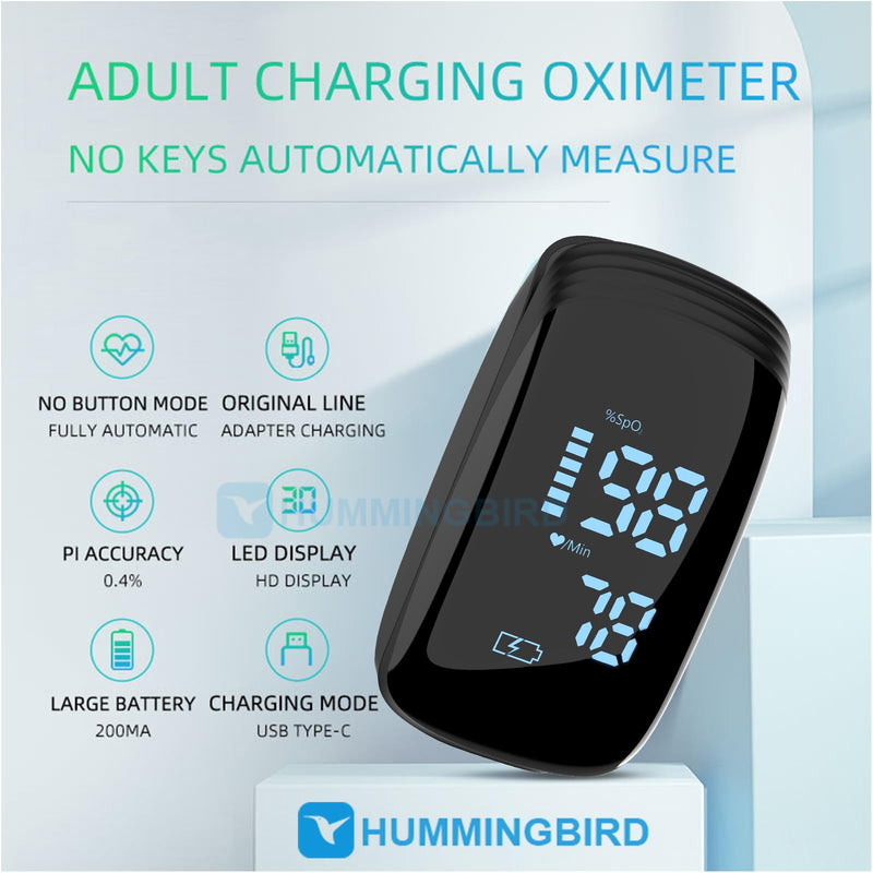 Rechargeable Pulse Oximeter Fingertip - Blood Oxygen Saturation Monitor With Accurate Fast SpO2 Reading (Black)