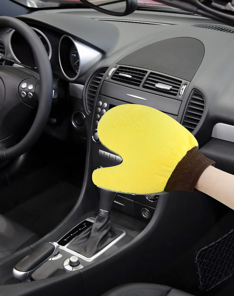 QWORK Cleaning and Dusting Mitt Paint Gloves, 4 Pack Painter's and Decorating Gloves with Thumb, Microfiber Terry Gloves
