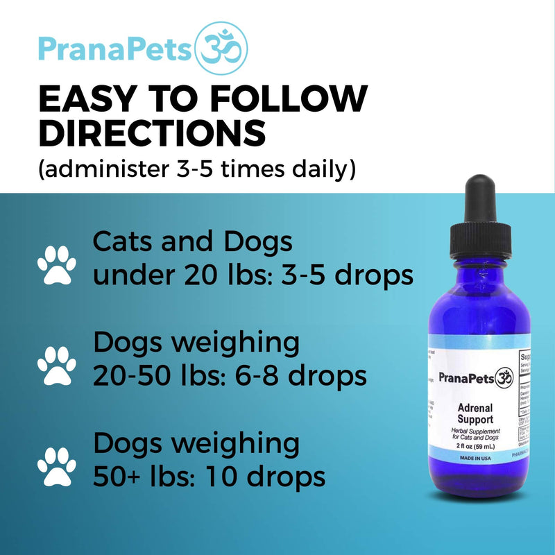 Prana Pets Adrenal Support Naturally Relieves Symptoms of Cushings Disease in Dogs | Licorice Free Herbal Formula Safely Promotes Healthy Adrenal Function and Overall Wellbeing 1 Pack - PawsPlanet Australia