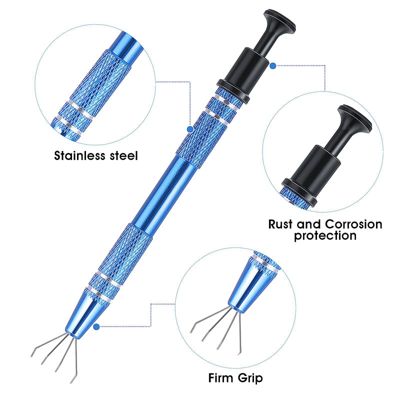 3Pcs Piercing Ball Grabber Tool, 4 Claw Jeweler's Pick Up Tool, Mabor Piercing Ball Gripper Stainless Steel Pearl Grabber Pick Up Tool for IC Chip Electronic Components Small Parts