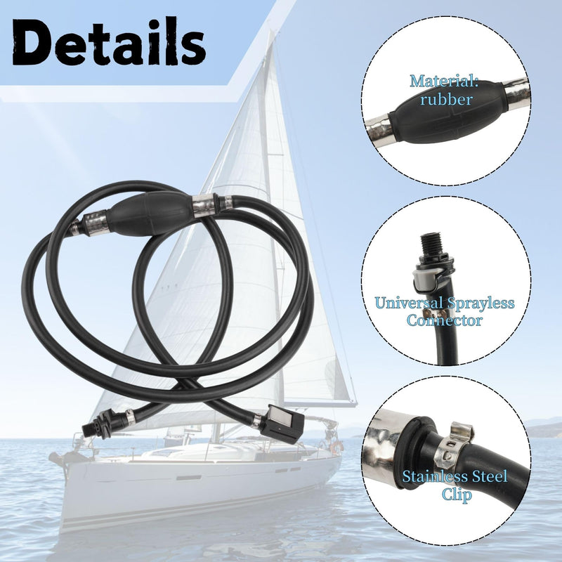 Boat Marine 5/16 8MM 7.5 FT Fuel Line Hose Bulb Kit with Universal Sprayless Connector and 22-13563Q3 Fitting for Mercury Mariner Outboard Motor 5/16" 8MM fuel line kit with sprayless connector