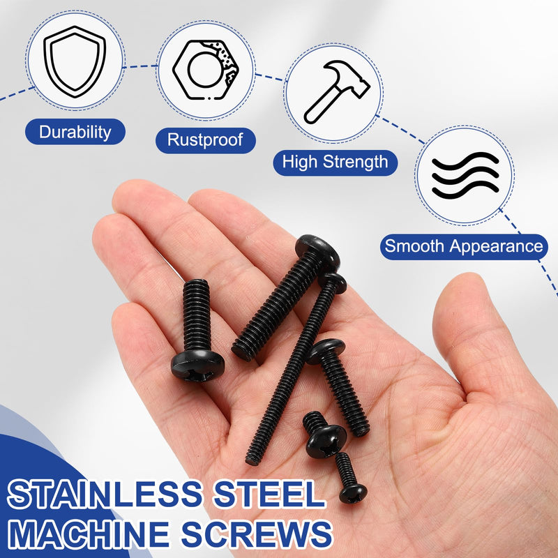 PATIKIL 3/8-16 x 1 Pan Head Machine Screws, 25 Pcs 304 Stainless Steel Round Head Screws for Cabinet Drawer Knob Pull Handle, Phillips Drive, Fully Threaded, Black Oxidation 3/8-16 x 1"