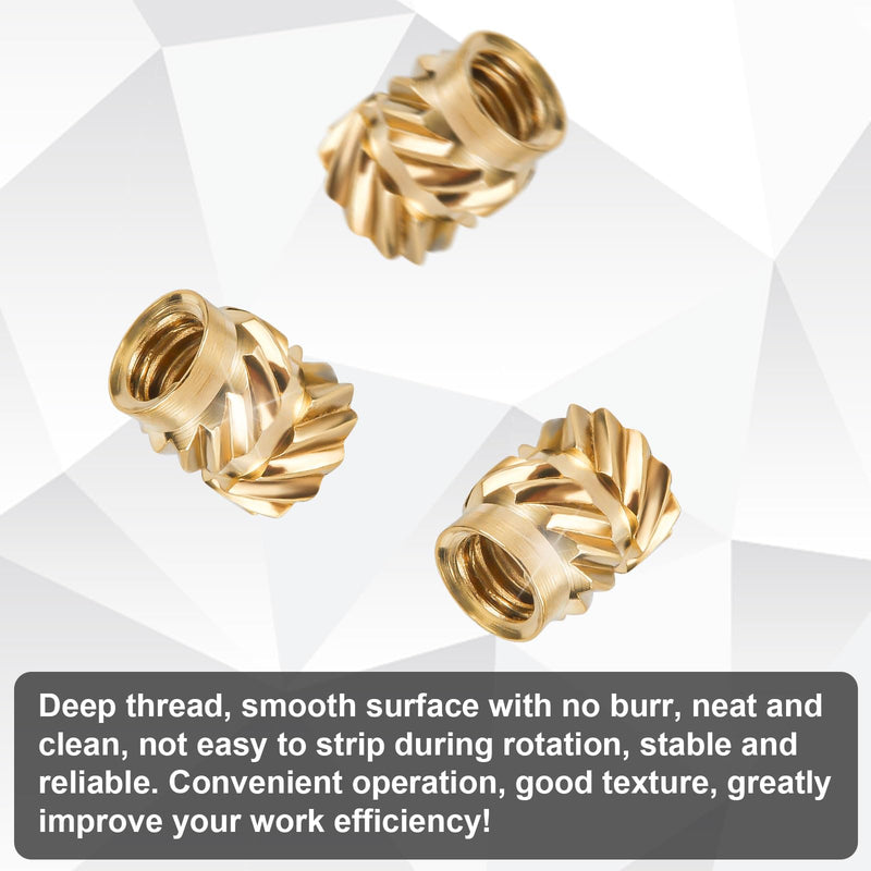 120pcs Threaded Insert, 6-32 x 6.35 x 5.33mm 3D Printing Brass Nuts Knurled Brass Nuts Female Thread Knurled Heat Embedment Nut for 3D Printing Parts Loptop Automotive Plastic Shell