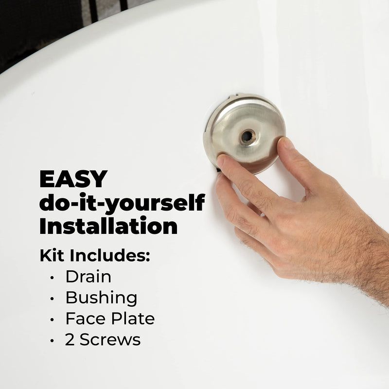 Dorence Lift and Turn Bathtub Tub Drain Assembly, Conversion Kit, Trim Waste and Single Hole Overflow Face Plate, All Brass Construction Brushed Nickel