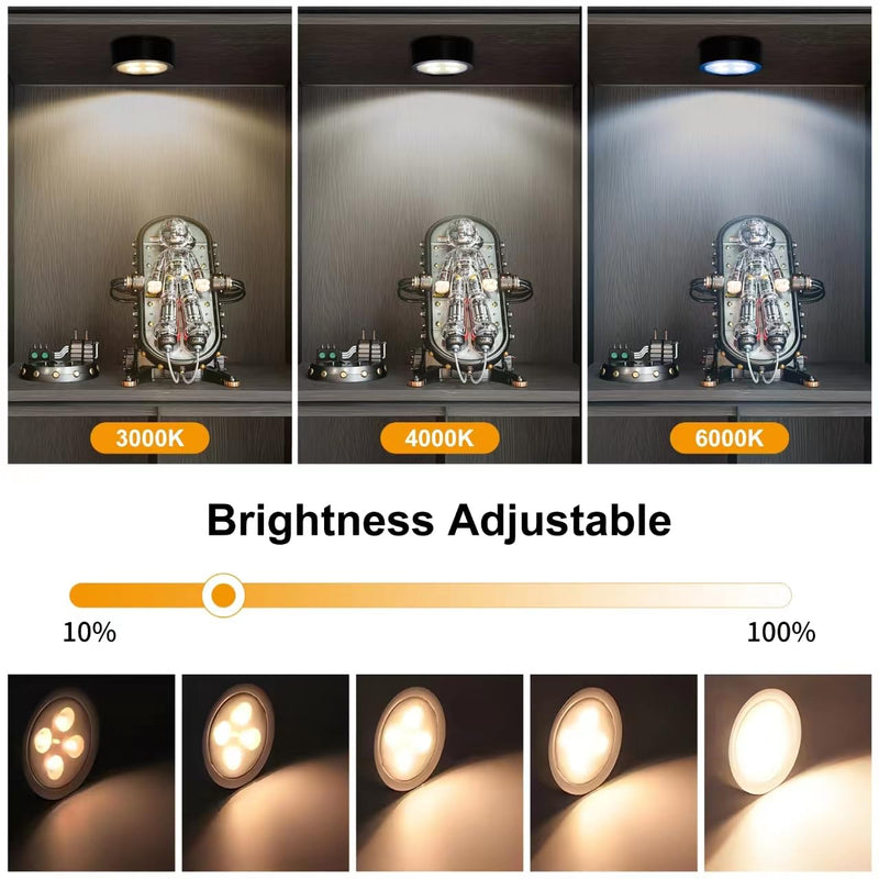 3-Pack Battery Operated Picture Light Magnetic Painting Light with 3 Lighting Modes,Remote and Dimmable Timer Art Display Light for Picture Artworking Frame Portrait,Wireless Wall Decor Puck Lights Black