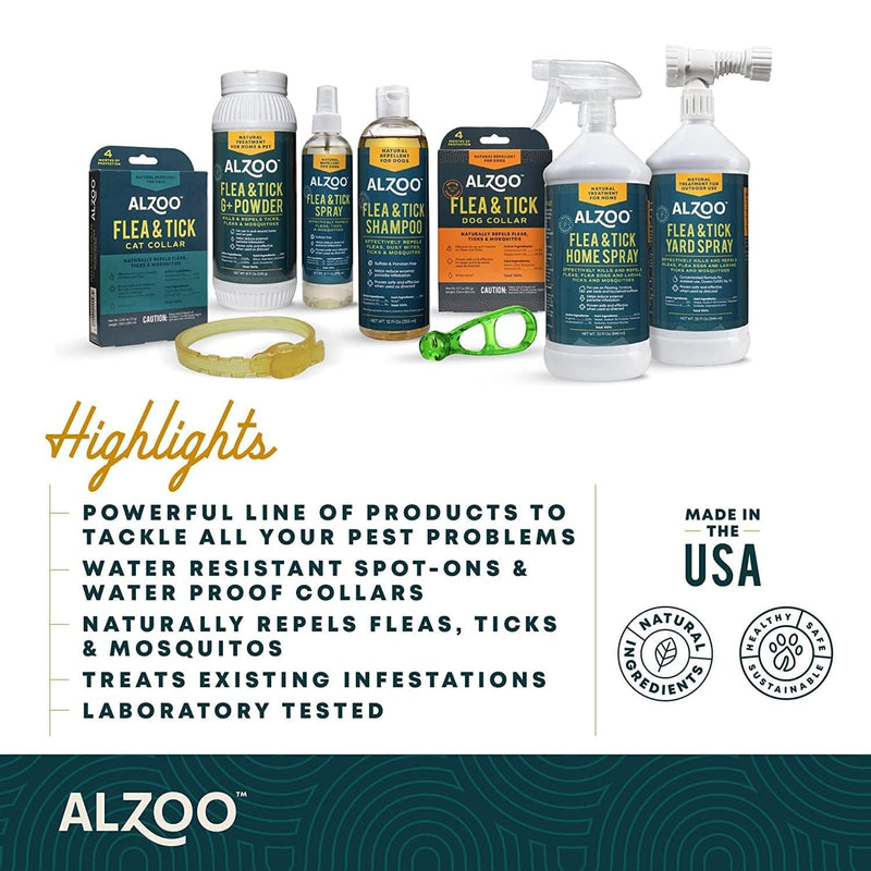 ALZOO Flea & Tick Dog Collar - Helps Repel Fleas, Ticks & Mosquitoes - 100% Plant-Based Active Ingredients, Waterproof, Up to 4 Months Protection - Small-Sized Dogs 15 lbs & Under - Pack of 2