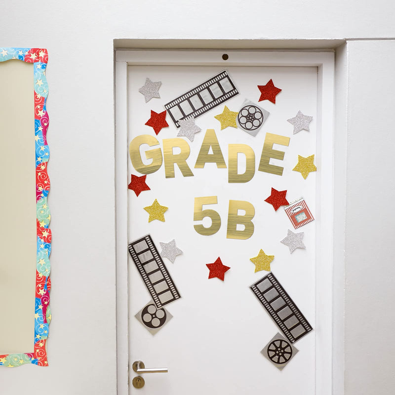 Seajan 184 Pcs 6 Inch Large Letter Stickers for Party Backdrop DIY Art and Craft Vinyl Self Adhesive Big Font Letters Number Stickers for Classroom Window Door Home Party Decor(Gold) Gold