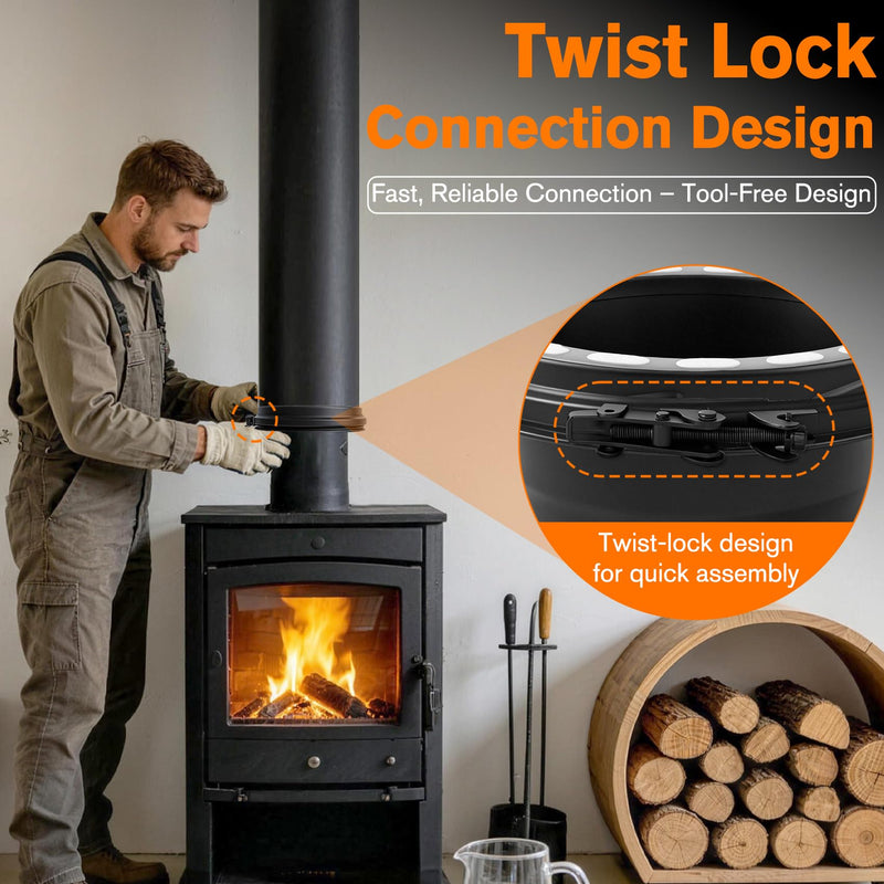 6 Inch Stove Pipe Adapter for Class-A Chimney, 304 Stainless Steel