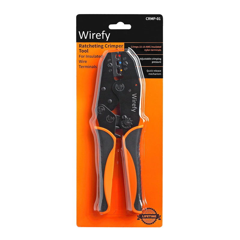 Wirefy Crimping Tool For Insulated Electrical Connectors - Ratcheting Wire Crimper Tool - Crimping Pliers - Ratchet Terminal Crimper - Wire Crimping Tool | Crimper Tool Electrical and Crimp Tool For Insulated Nylon Connectors