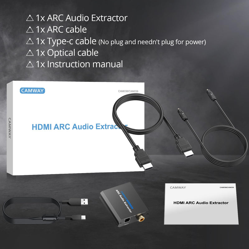 CAMWAY ARC Audio Extractor,ARC to Optical/Coaxial (Not for HDMI or eARC Interface),192 KHz Audio Adapter,ARC to Optical/Coaxial Audio Splitter for TV to AV Amplifier Audio Converter 5.7*4.8*1cm ARC to Optical/Coaxial Audio Splitter