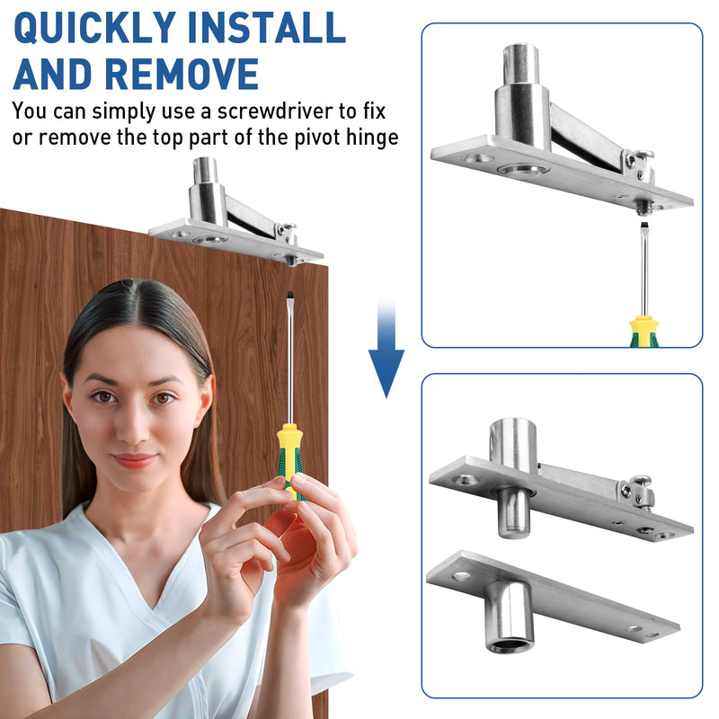 TamBee Pivot Door Hinge Hidden Door Hinges for Secret Door 304 Stainless Steel Hidden Bookcase Hinges with Door Ball Catch 170 lbs Load with Ball Catch