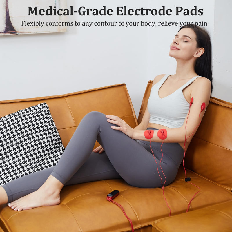 TENS Unit Replacement Pads with Pad Holder, Reusable More Than 35 Times, Snap Electrode Pads SM Electrodes for Tens Unit with Standard 3.5mm Snap-on Connector (16PCS)