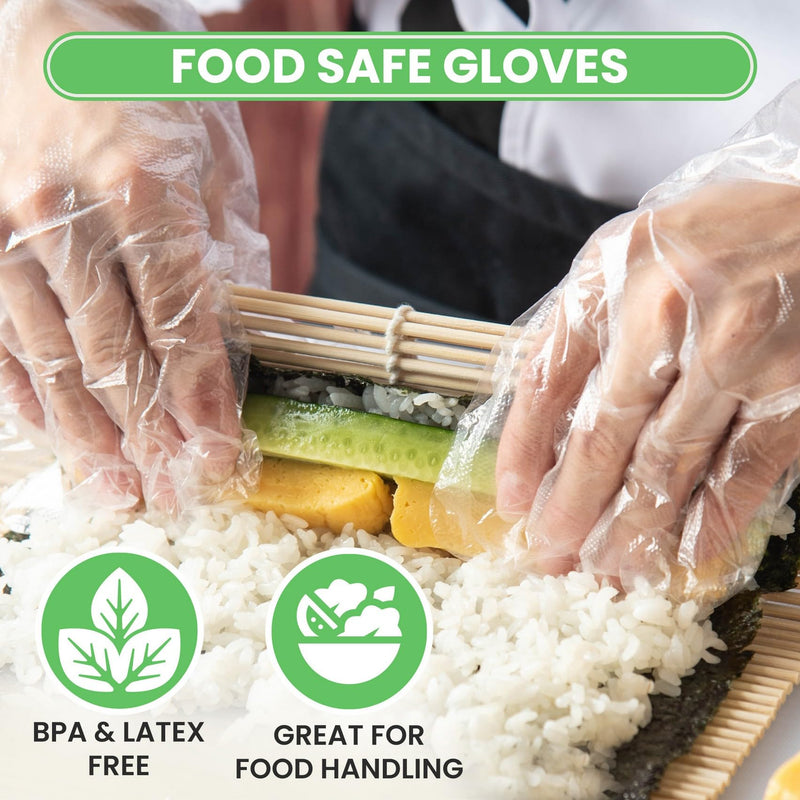Keppi 600pcs Plastic Gloves - BPA & Latex Free - Perfect Food Handling Gloves - Food Safe Disposable Gloves for Cooking - Bulk Food Safe Gloves - One Size Great Fit 600 Pack
