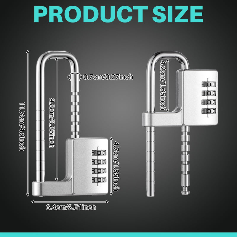 Gisafai 4 Pcs 4 Digit Combination Cabinet Lock U Shaped Code Gym Adjustable Padlock Metal Long Shackle Lock for Outdoor College Fences Sports Lockers Gym