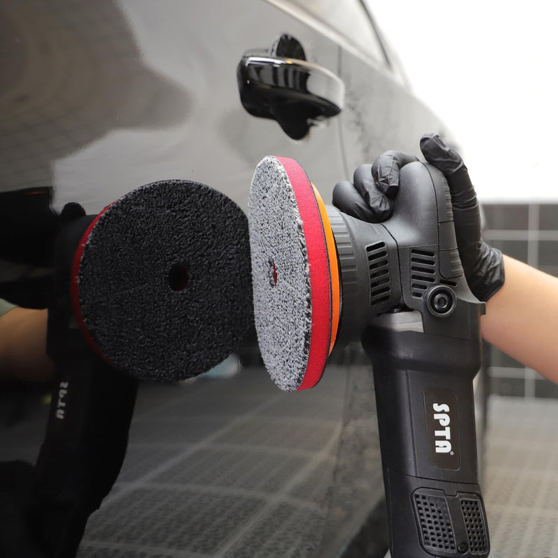 SPTA 5"(125MM) Microfiber Cutting Pads, 3PCS Soft Microfiber Wax Removal Pad, Detailing Wax Applicator Pad, for Waxing and Polishing&Scratch and Vortex Removal, Ultrafine Fiber Gray 5 Inch Sets