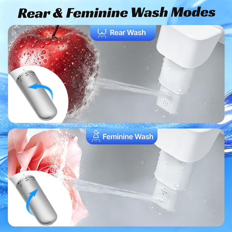 Left-Hand Bidet Attachment for Toilet, Ultra-Thin 0.23 Inch, Non-Electric, Cold Water, Foldable Dual Nozzle, One-Click Quick Detach, Adjustable Pressure, White oval-1