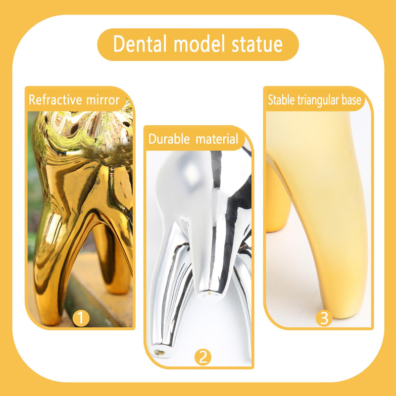 Dental Teeth Modle Handicrafts Ornaments Office Tooth Model Gift | Display Decoration Clinic Desktops ,Golden Tooth shape Golden