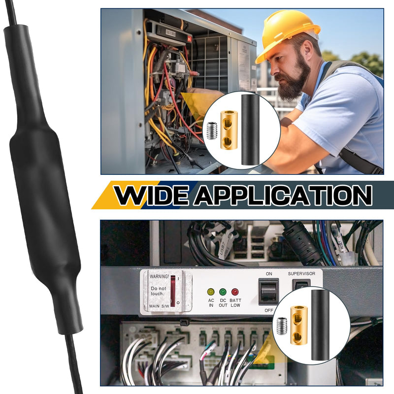15 Sets Underground Wire Splice Kit Wire Connectors Suit for Wire Under 12 Awg 60 Amp Splicing Quick Wiring Connection Nut Kit Terminal with Shrink Tubes and Screws Circuit Connector
