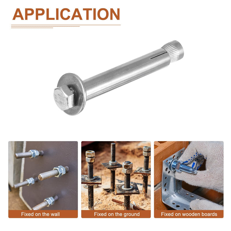 M8 x 80 Hex Expansion Bolts - 5Pack - Good for Concrete Dry Brick Block Walls - 304 Stainless Steel - Silver M8 x 80 5