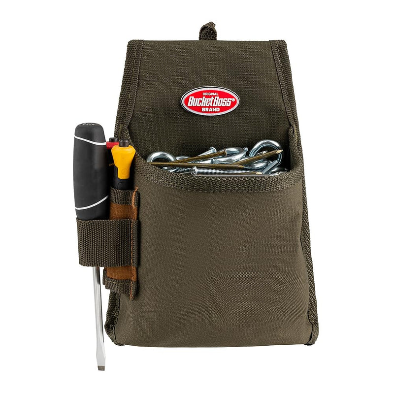 Bucket Boss Fastener Tool Pouch with FlapFit in Brown, 54160, Green