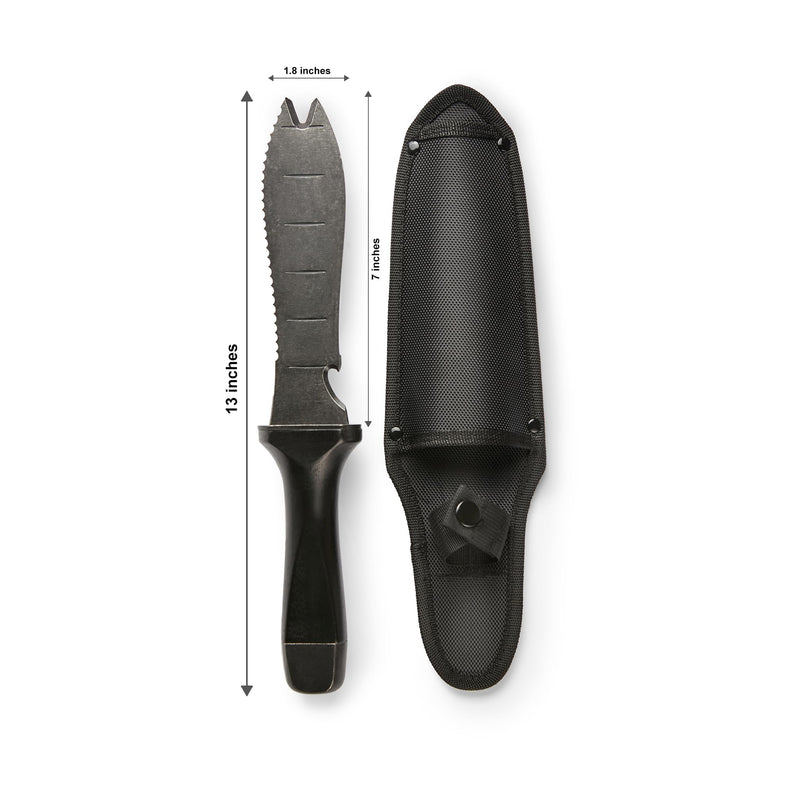 Hori Hori Garden Knife, Traditional Japanese Weeding Tool with ergonomic wooden handle. Hori garden tool with 7'inch blade with case. (Weeder blade) Weeder blade