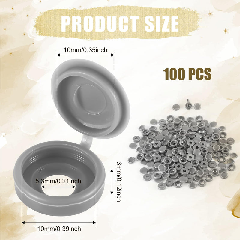 100pcs Screw Cover Caps, Plastic Hinged Screw Caps Folding Screw Covers Small Screw Cap Covers Screw Snap Covers for Screw Heads Protection (Dark Gray) Dark Gray