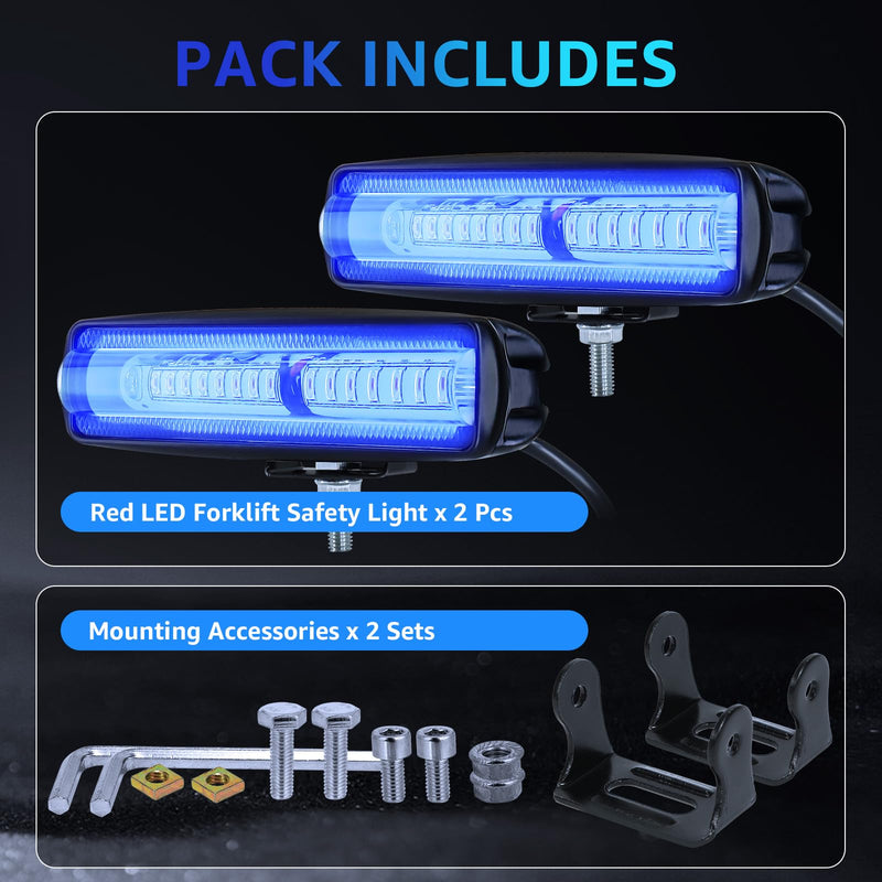 LED Forklift Safety Light Blue - 2Pack LED Forklift Straight Light 1600LM LED Forklift Side Zone Light Forklift Warehouse Light Forklift Pedestrian Light 30W, DC12-80V