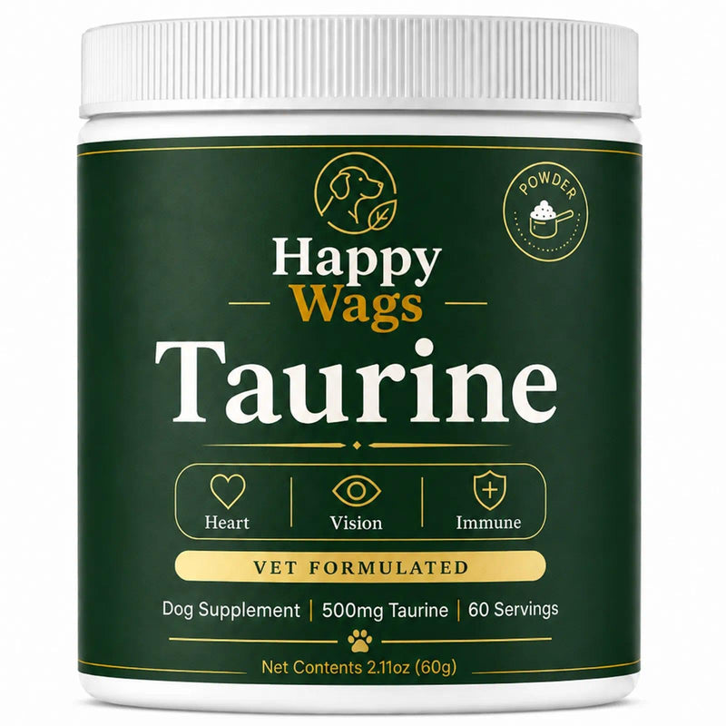 Happy Wags Taurine Powder for Dogs,Pure Amino Acid Supplement, Heart Vision Immune Aging Support, Tasteless Food Topper,Daily Scoop, All Breeds Ages,2.11 Oz (1pc) 1pc