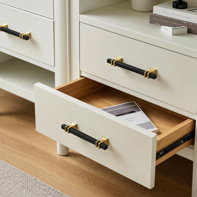 Goldenwarm Black and Gold Cabinet Pulls 3" Brass and Black Cabinet Pulls 3 Inch Hole Centers Black & Matte Gold 30