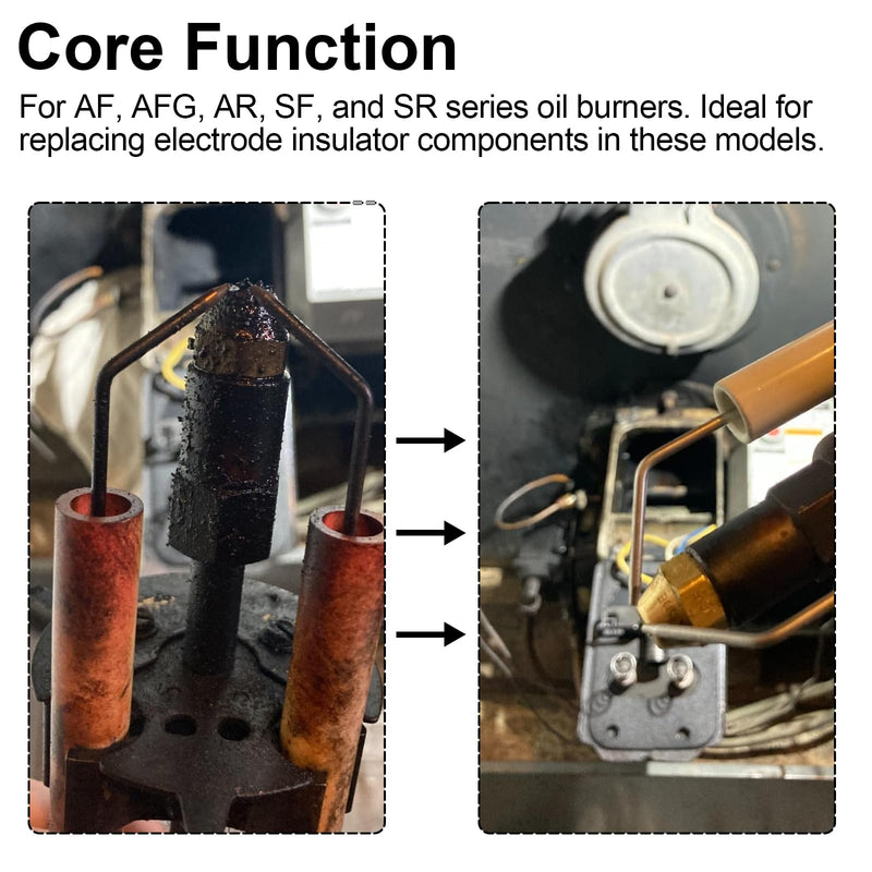 QQZ Electrode Insulator Assembly 5780 for Beckett Oil Burner Electrode Kit AF, AFG, AR, SF and SR Burners with Blast Tube Up to 9"
