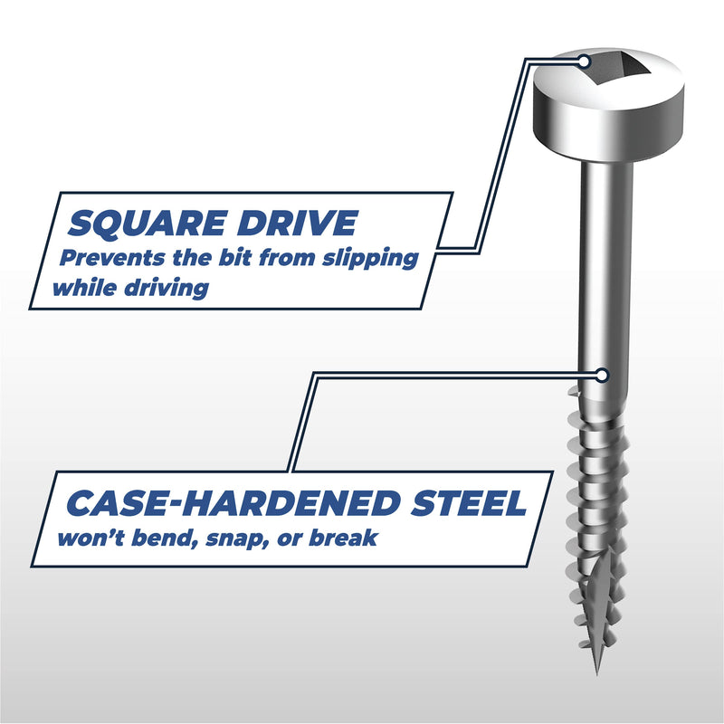 Kreg SPS-F125-100 Zinc Pocket Screws, 1-1/4 Inch #6 Fine Thread, Pan Head (100 Count)