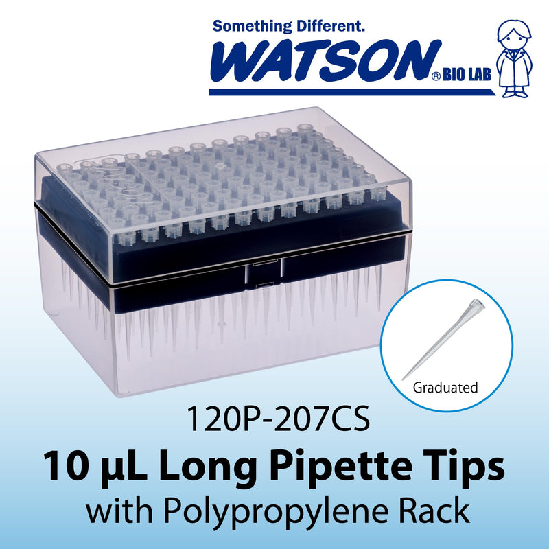 WATSON-BIO-LAB, 120P-207CS-min, 10 µL, Long Pipette Tips with Polypropylene Rack, 96 Pieces, Natural Color, Autoclavable, Made in Japan/Kobe 10 µL / Long Rack Tips