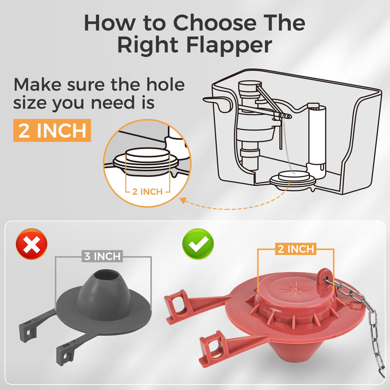 Universal Toilet Repair Kit for Inside Tank – Includes Adjustable Fill Valve & 2-Inch Flapper, Quiet & Easy Installation (Red, 1-Pack) Red
