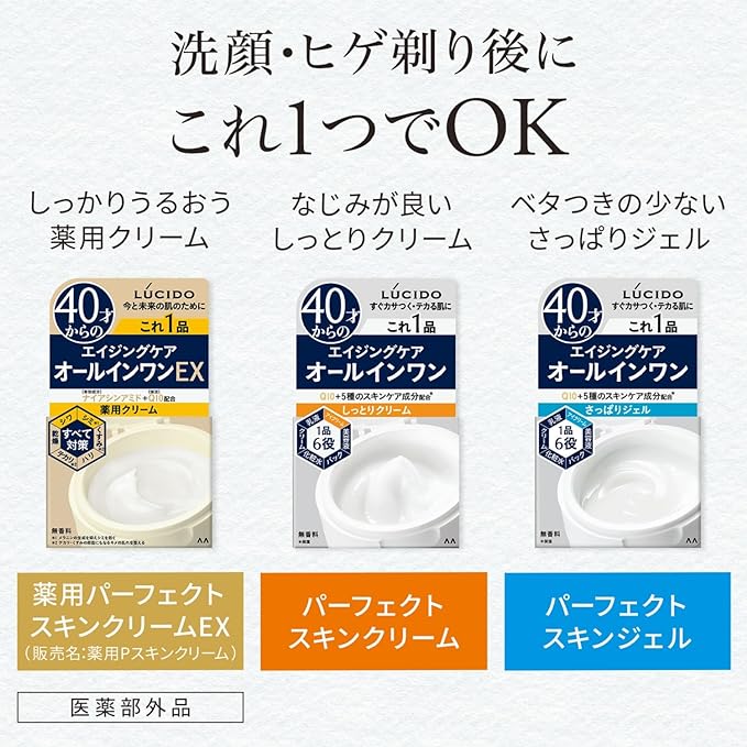 LUCIDO () Perfect Skin Cream EX For Men 40 Years Old And Up Moisturizing, Wrinkles, Stains All-in-One, 3.2 oz (90 g) (1) - NewNest Australia
