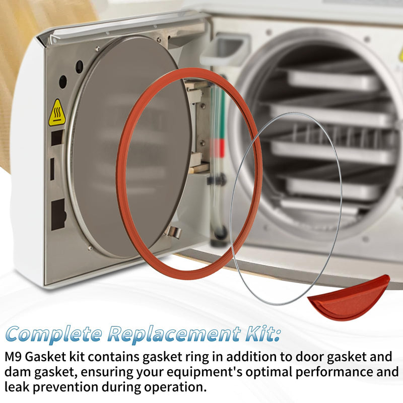 M9 Door Gasket Kit for Midmark M9 M9D Ultraclave Steam Includes Door & Dam Gasket and Support Wires Seal Set Replacement Part #002-0361-01