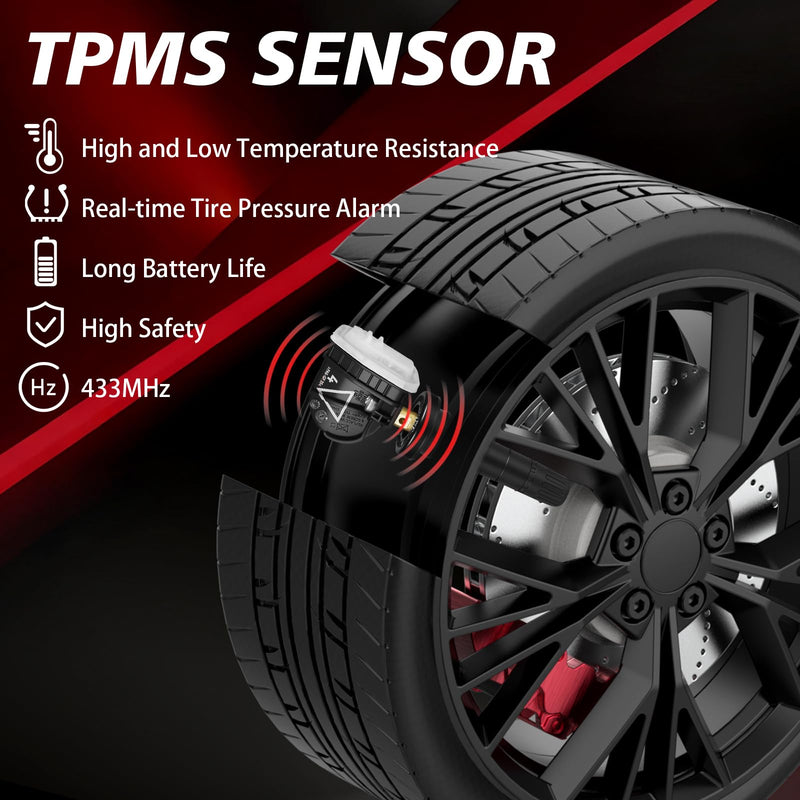 Pre-Programmed Tire Pressure Monitoring Sensor 433MHz TPMS Sensor Compatible with Chevy 2016-2022 Traverse Malibu 2017 2018 Impala 2019 2020 2021 2022 Silverado 1500 2500hd 4PCS 13598773