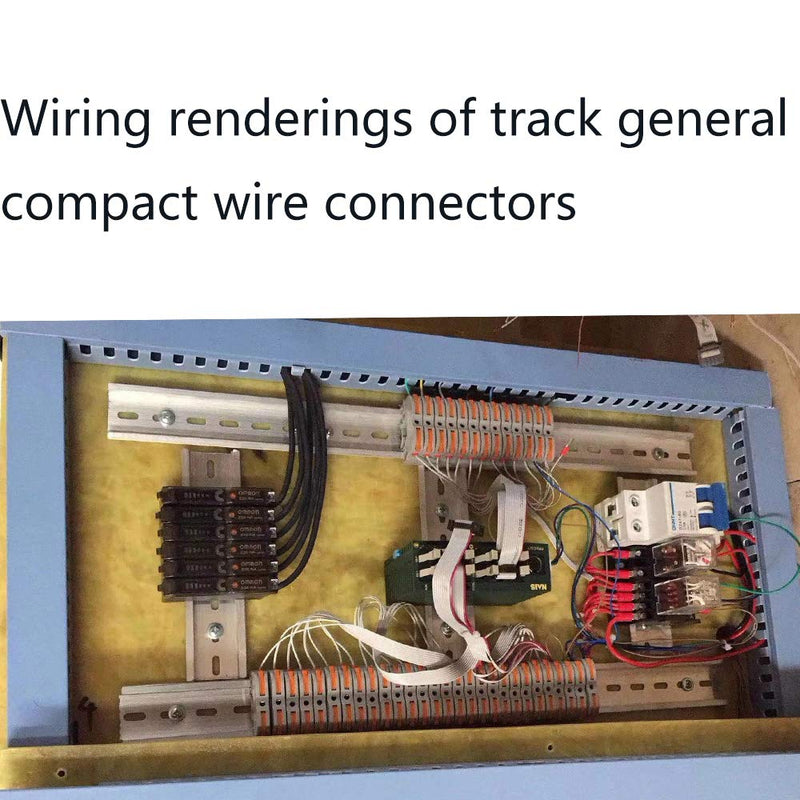 DIN Rail Terminal Blocks,Universal Compact Wire Wiring Connector (40 pcs connectors+4 pcs Article in Parallel+4 pcs Digital Identification+2 pcs Fixed clamp+40 pcs Screw) 40 pcs connectors