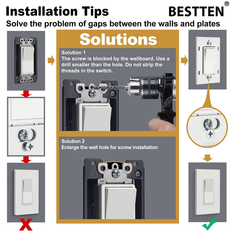 BESTTEN 2 Gang Screwless Wall Plate, 10 Pack, USWP4 Off White Series, Decorative Outlet Cover, H4.69” x W4.73”, Light Switch Cover, Double Gang Receptacle Face Plate 2 Gang 10PK Gloss Off White