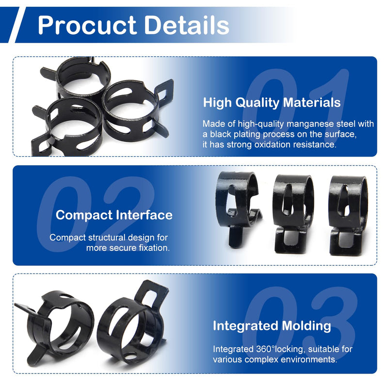 MroMax 5Pcs 26mm ID Spring Band Hose Clamps, Fit 27.5-30mm OD Hose, Spring Hose Clip Fuel Line Silicone Vacuum Hose Pipe Clamp, Air Hose Tube Water Pipe Fasteners 5-Packs