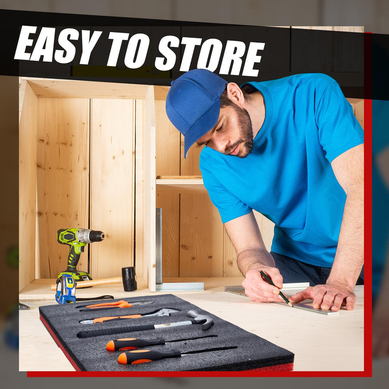 Gisafai 3 Sets Tool Box Foam Sets Includes 3 Tool Box Liner 1 Foam Cutter 2 Marker Pens Adjustable Non Slip Organizer for Toolbox Cabinet Chest Drawer Storage Craft(18 x 12 x 1 Inch) 18 x 12 x 1 Inch