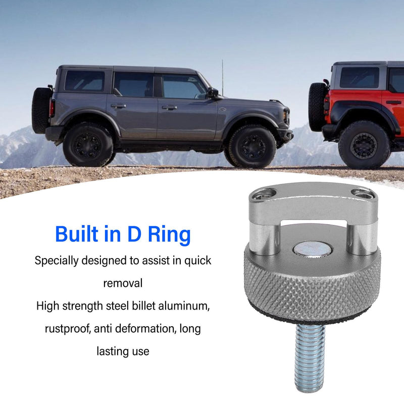 Hard Top Removal Fastener Thumb Screw, 8PCS M8 1.25 Thread Integrated D Ring for Bronco 2dr 4dr 2021 Onwards, Easy Installation, Hardtop Release Fasteners (Silver)