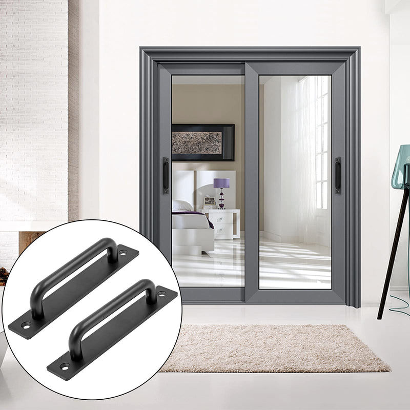 2 Pack Sliding Barn Door Handle, 5.9 Inch Gate Door Handle, Aluminium Alloy Door Pull Handle for Sliding Barn Door Gate Cabinet Closet Drawer Garage Shed, Black 5.9 Inches
