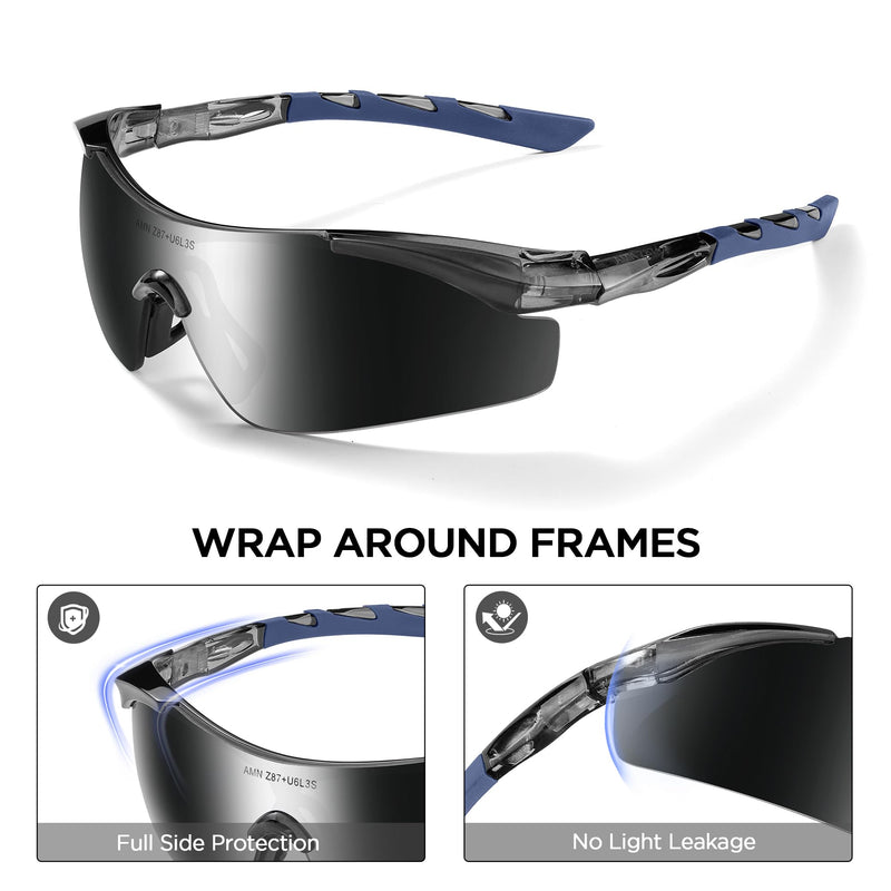 Pickleball Polarized Sunglasses,Z87+ Safety Sunglasses 99% Polarization UV Protection Anti Fog 2 Paris