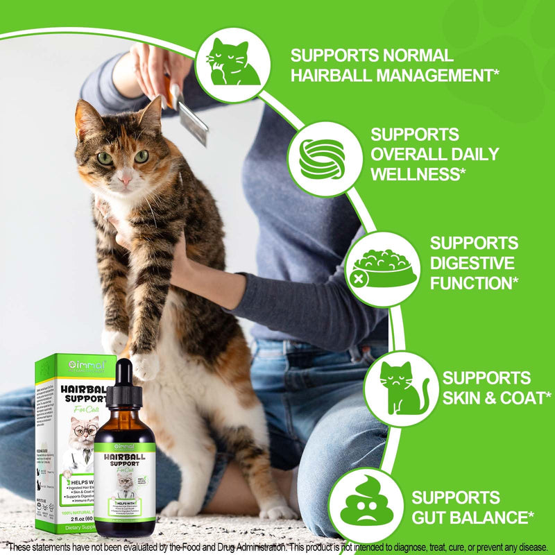 Cat Hairball Remedy Drops, Hairball Treatment for Cats & Kittens with Natural Ingredients, Helps Eliminate and Prevent Hairballs, Cat Grass Flavor, Supports Digestion & Skin Health for All Breeds