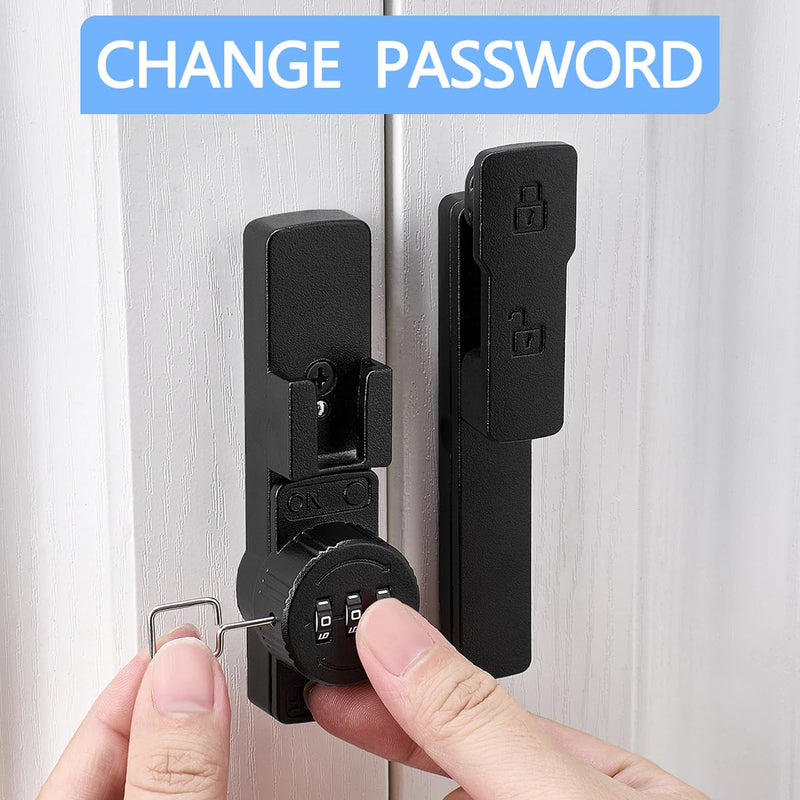 Matte Black 180 Degree Mechanical Password Lock, 3-Digit Combination Keyless Flip Latch for Barn Door, Windows, Cabinets, Garden, Bathroom, Privacy Protection Matte Black 1