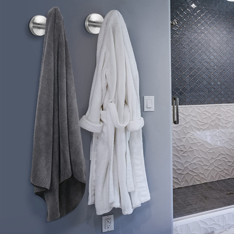 NearMoon Bath Towel Hooks- SUS 304 Stainless Steel Robe Hook Holder, Heavy Duty Coat Hook for Bathroom Livingroom Hotel Kitchen Garage, Wall Mounted- 4 Pack (Brushed Nickel) Brushed Nickel