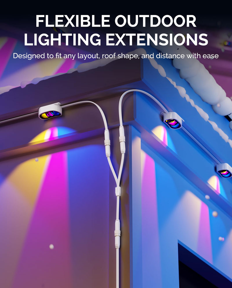 12FT Extension Cable for Govee Permanent Outdoor Lights Prism, Waterproof Outdoor Lights Extension Cord Compatible with Govee H707A, H707B, H707C, White 12FT-1 PACK